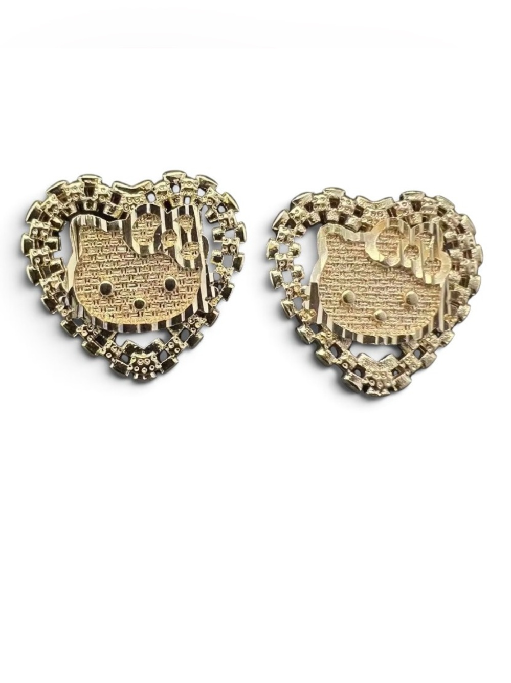 Gold Hello Kitty Heart Stud Earrings